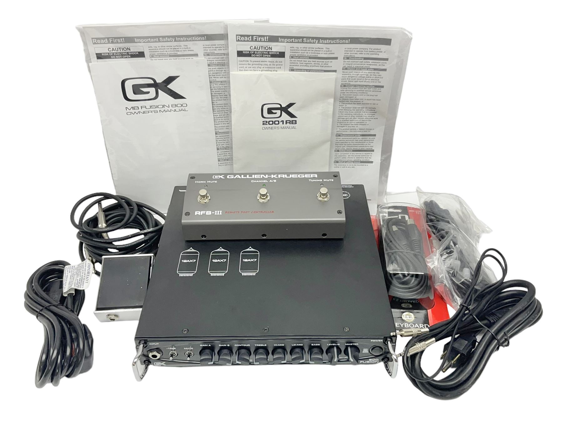 Gallien Krueger MB Fusion 800 amplifier still in factory packaging and delivery box; with additional RFB-111 remote foot controller
