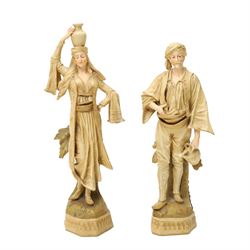 Pair of Ernst Wahliss for Turn Wien porcelain figures of Middle Eastern water carriers, ta...
