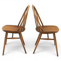 Ercol - Set of four dark elm 'Fleur De Lys' chairs