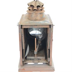 Late 19th century/early 20th century brass mounted mahogany magic lantern with brass lens