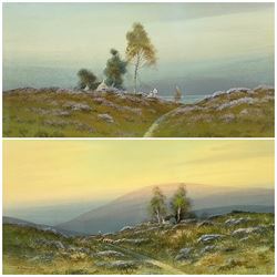 Herbert Tomlinson (British 1845-1931): Clent Hills Worcestershire, pair gouaches signed and dated 1908, 27cm x 53cm