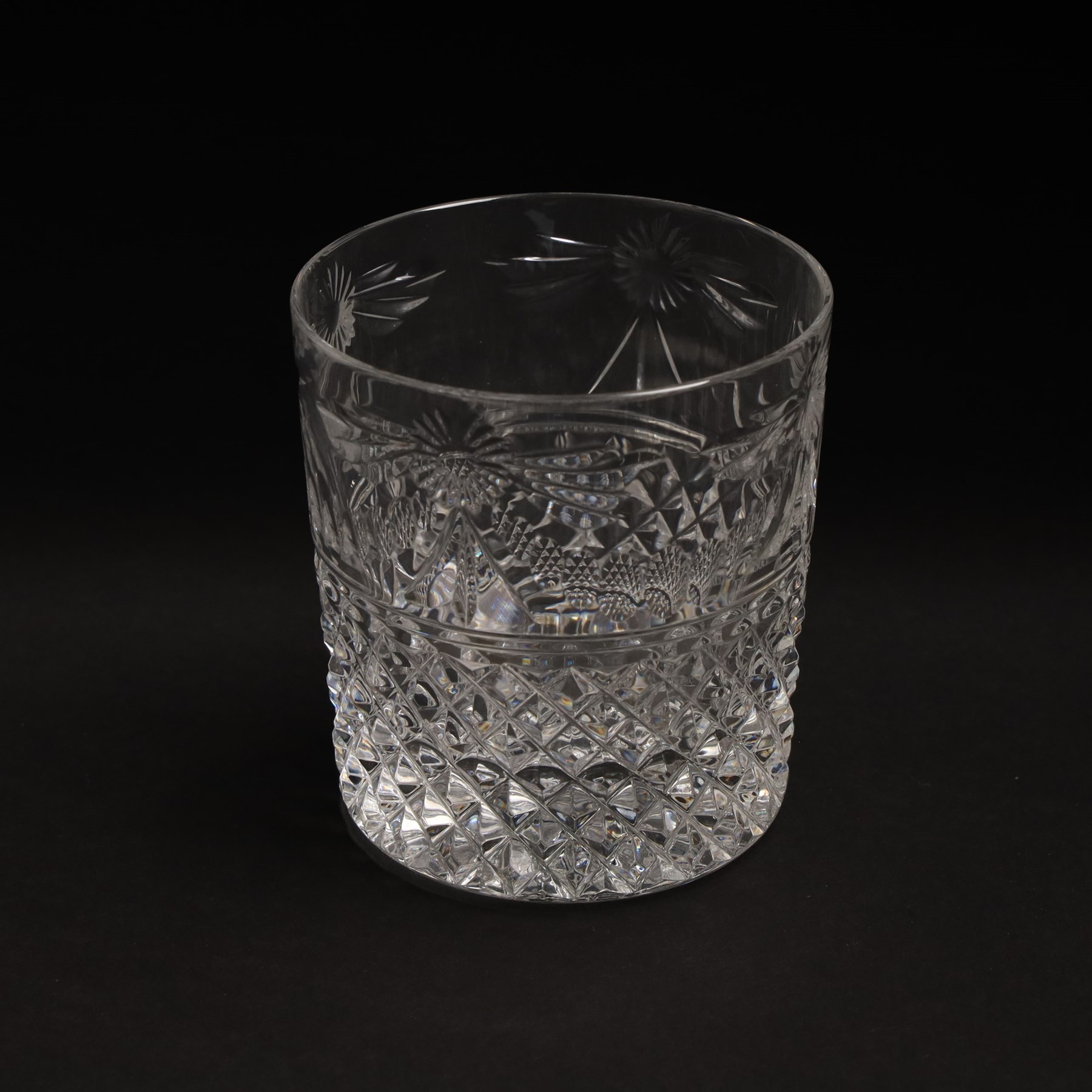  Suite of Stuart crystal Beaconsfield pattern table glass, comprising 6 claret glasses, 6 white wine glasses, 6 dessert wine glasses, 6 brandy balloons, 6 champagne flutes, and 9 whisky glasses