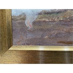 George William Collins (British 1863-1949): Chickens and Church, oil on board signed 20cm x 30cm