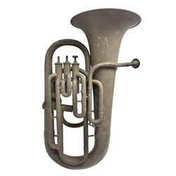 Early 20th century French Jerome Thibouville-Lamy Class B brass 4-valve euphonium for restoration or display L59cm