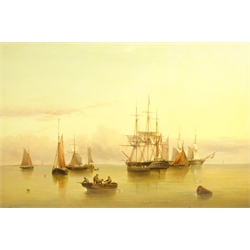  Henry Redmore (British 1820-1887): Shipping Anchored in the Humber off Spurn Point, oil on canvas signed and dated 1864, 60cm x 88cm  