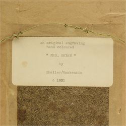 After Lady Sarah Malden (British c1761-1838) and Samuel Shelley (British 1750-1808): 'Mary Clara - Viscountess Bolingbroke' and 'Mrs Bryan',  pair 19th century engravings with hand-colouring, titled verso, in matching frames 7cm x 6cm (2)