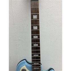 Italia Mondial electric guitar in blue with independent pick-ups, serial no.150066 L100cm; in original Italia carrying case 