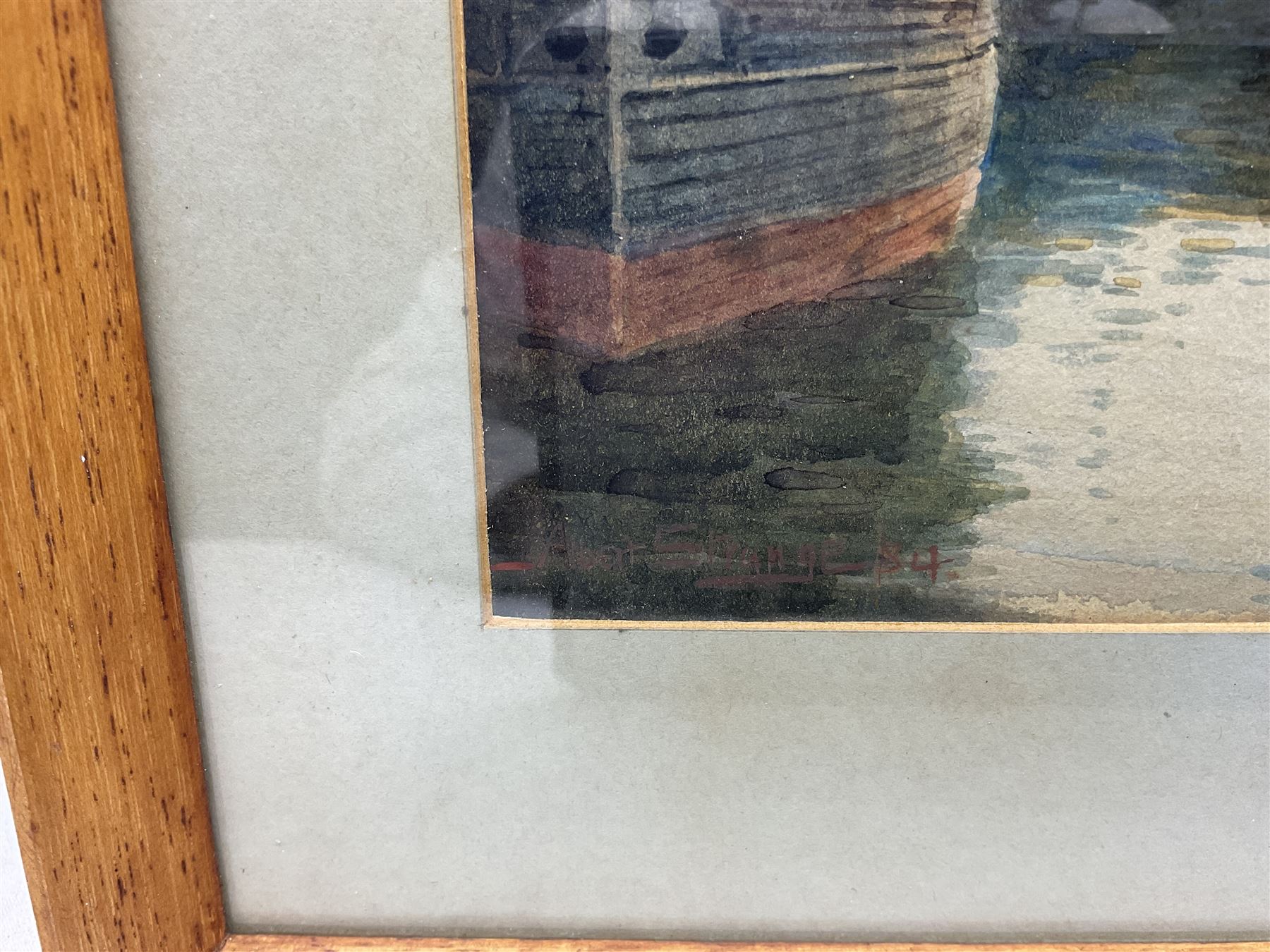 Albert George Strange (British c.1855-1917): Boats in Scarborough Harbour, watercolour signed 25cm x 34cm