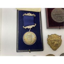 Collectables largely comprising various medallions, medals, and badges, mostly relating to Hull and surrounding areas