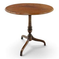 Georgian design mahogany and stained beech oval tilt-top tripod table