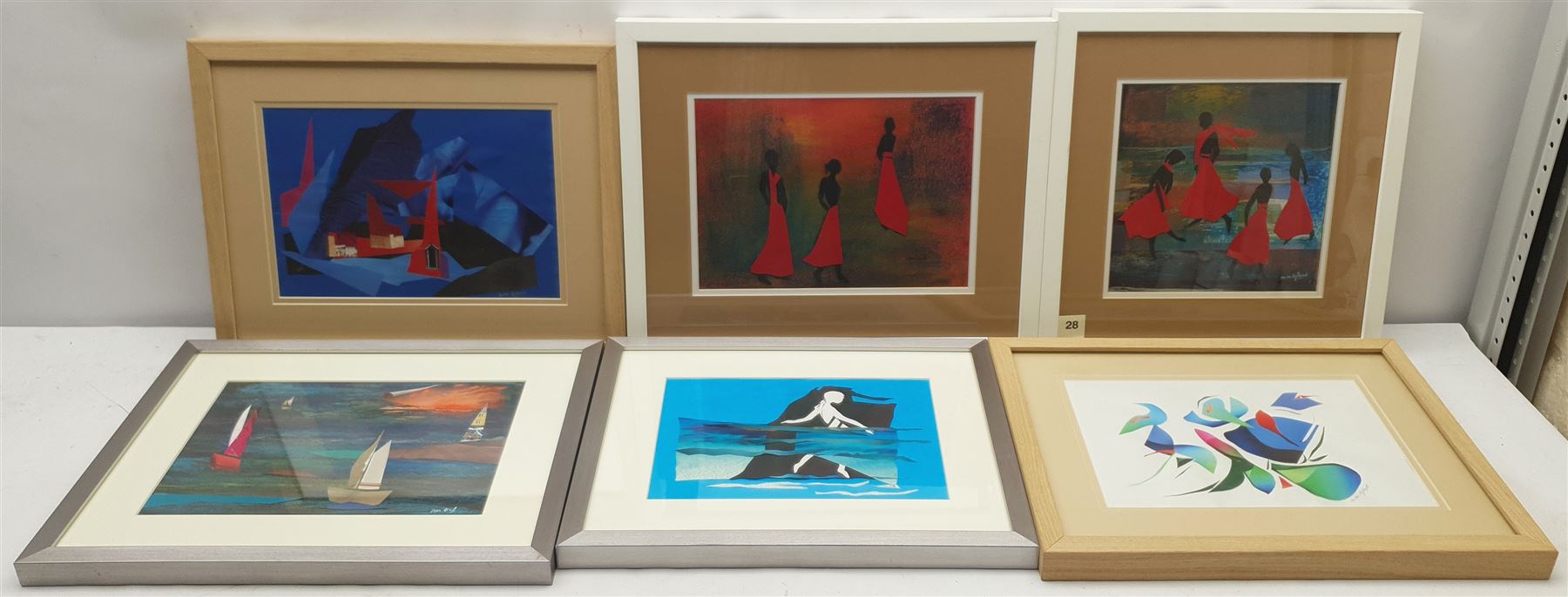 Madeleine Eyland (Belgian/British 1930-2021): Collection of mixed media collages, approx 14, max 28cm x 38cm 
Provenance: artist's studio collection. Marie-Madeleine Eyland (neé Legrain) was born in 1930 at Floriffoux, Belgium; she lived most of her life in Scarborough working as a nurse and an artist.