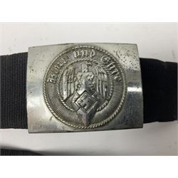 WW2 German Hitler Youth belt, the buckle marked 'Blut Und Ehre' and impressed RZM M/4/55 verso; and another Hitler Youth belt with similarly marked buckle (2)