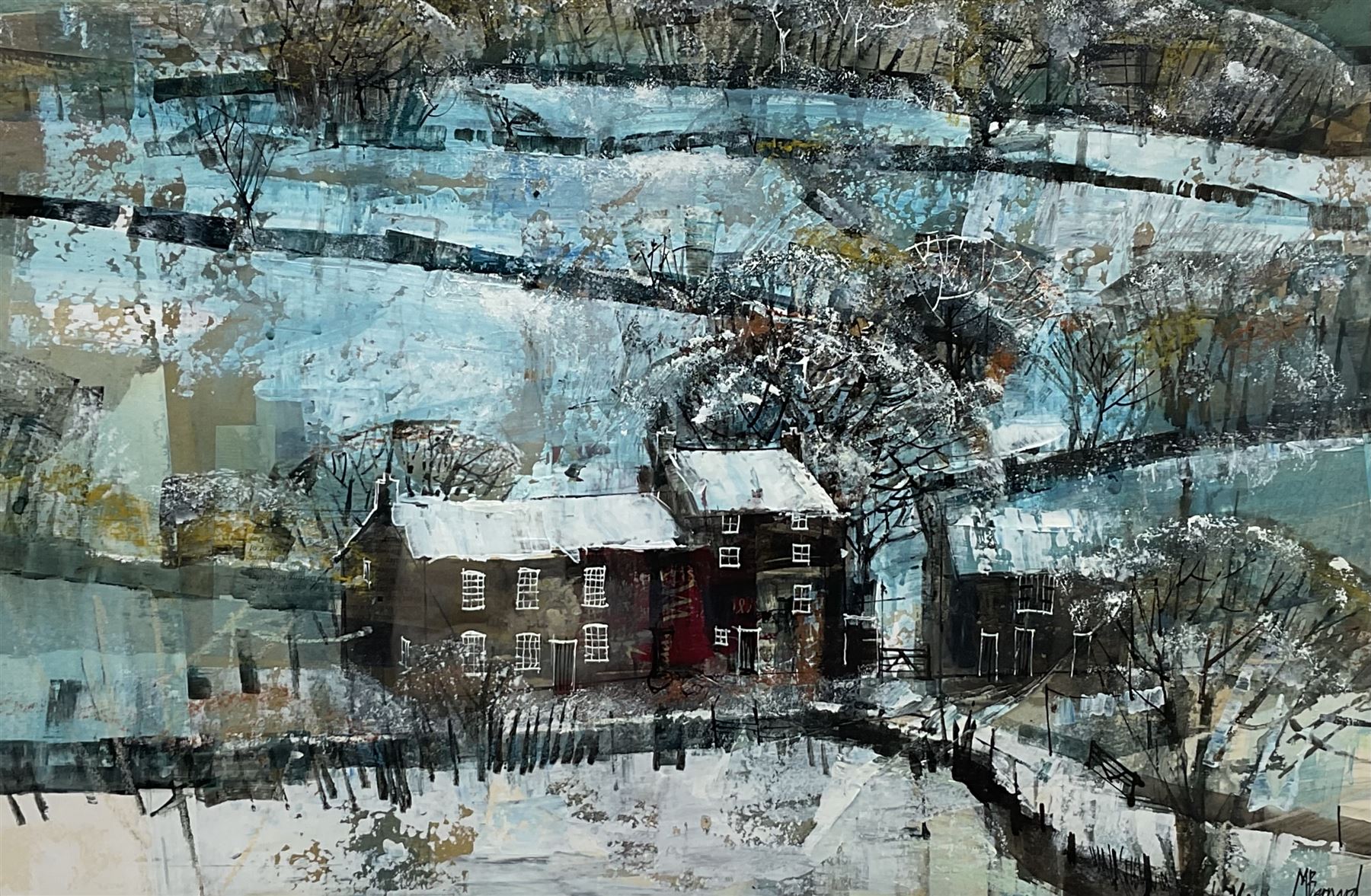 Mike Bernard (British 1957-): 'Snow Scape Yorkshire', mixed media signed, titled verso 38cm x 58cm