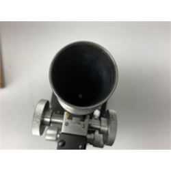 ASA Tokyo monocular microscope with black body, pitchfork base and wooden carrying box containing additional lenses No.47324 H29cm; Universal Avometer Model 8x Mk.III (Panclimatic); and Dansette 222 portable transistor radio (3)