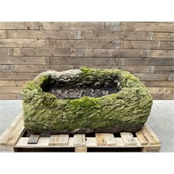 Large 19th century weathered rectangular stone trough