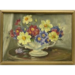 Owen Bowen (Staithes Group 1873-1967): Still Life of Flowers in a Vase, oil on board signed 35cm x 50cm