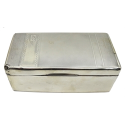  Silver cigarette box, pickle forks, butter knives, spoons, napkin rings etc 7.8oz weighable silver  