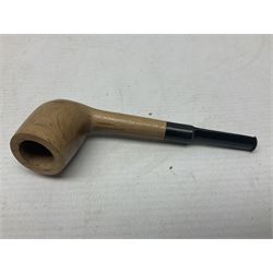 Collection of eight silver mounted pipes, comprising a briar wood Imperial ITC example with silver collar hallmarked A.W Birmingham 1903, horn handled example with silver collar hallmarked LB, probably Louis Blumfeld, Birmingham 1900, three examples marked B.W, one marked Globe A.O.C, Blumfeld's Best Briar pipe marked BBB and Riseagle example, together with two further pipes (10)