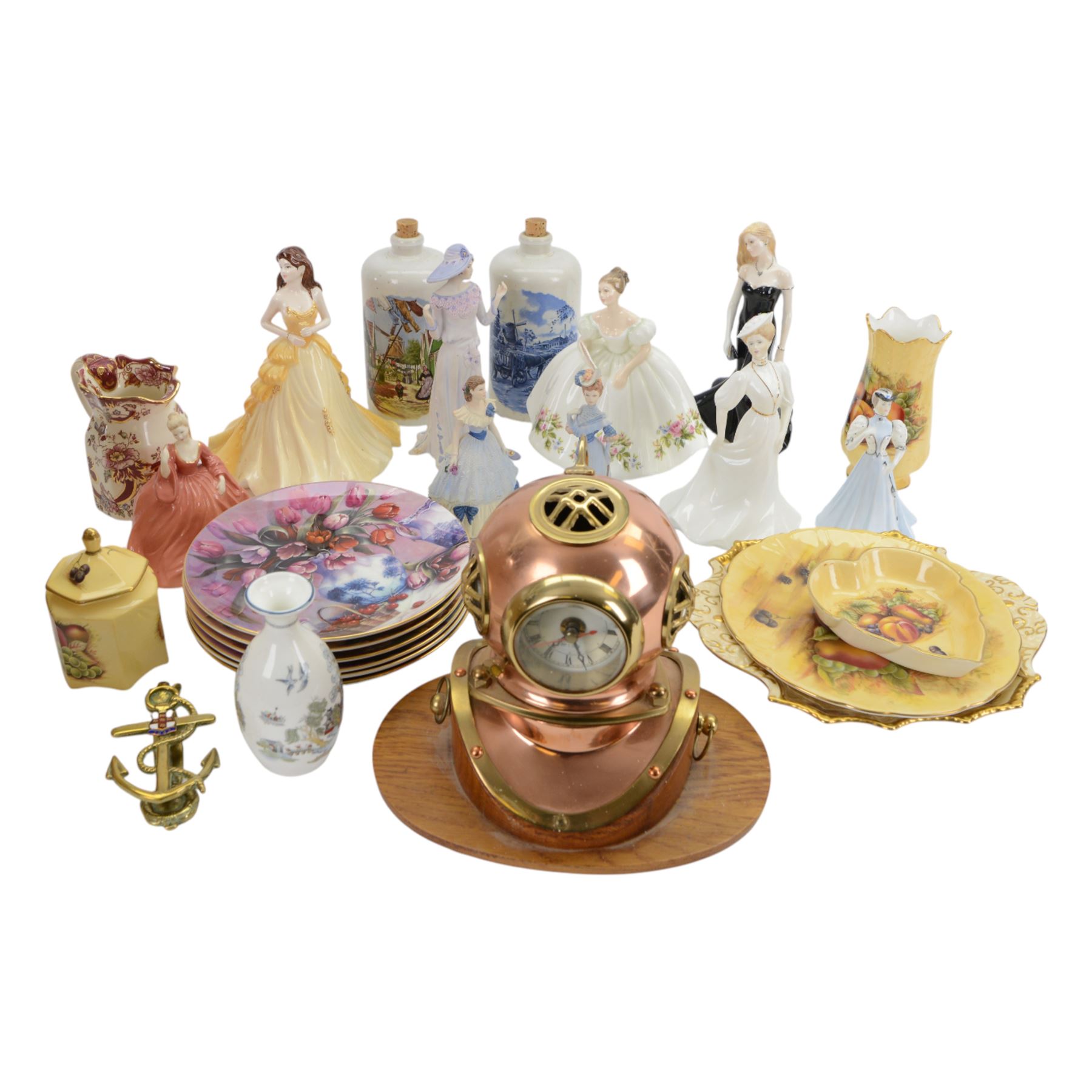 Royal Worcester figure Jill, together with Coalport Golden Anniversary, eight other figures, Aynsley orchard gold items and other collectables 