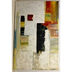 Abstract Geometric Forms, contemporary mixed media on canvas indistinctly signed Mike? 142cm x 91cm