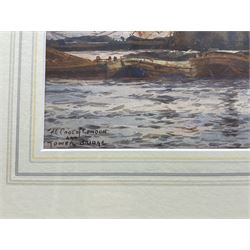 Frederick William Scarborough (British 1860-1939): 'The Pool of London and Tower Bridge', watercolour signed and titled 34cm x 72cm 