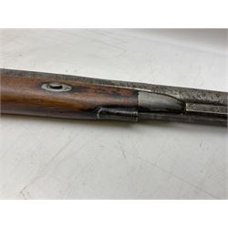 Composed decorative percussion action sporting gun, the 79cm barrel with ramrod under and Indian style studded stock L124cm overall