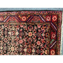 Hamadan red and brown ground runner, repeating border