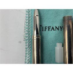 Tiffany & Co silver ballpoint pen, stamped 925, with pouch, L8.5cm