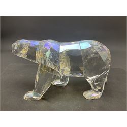 Swarovski Crystal polar bear, Siku, H8.5cm, with crystal name plaque