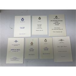 Framed WW2 'Special Order of the Day' poster date 24th May 1940 relating to Narvik in Norway; WW1 Princess Mary Christmas tin with quantity of uniform buttons; cigarette silk of the Prince of Wales in uniform; Royal Navy dinner menus, including HMS Daedalus Taranto forty-third, forty-fourth and forty-fifth anniversary dinners, 1983-1985, the wardroom mess summer ball, etc   