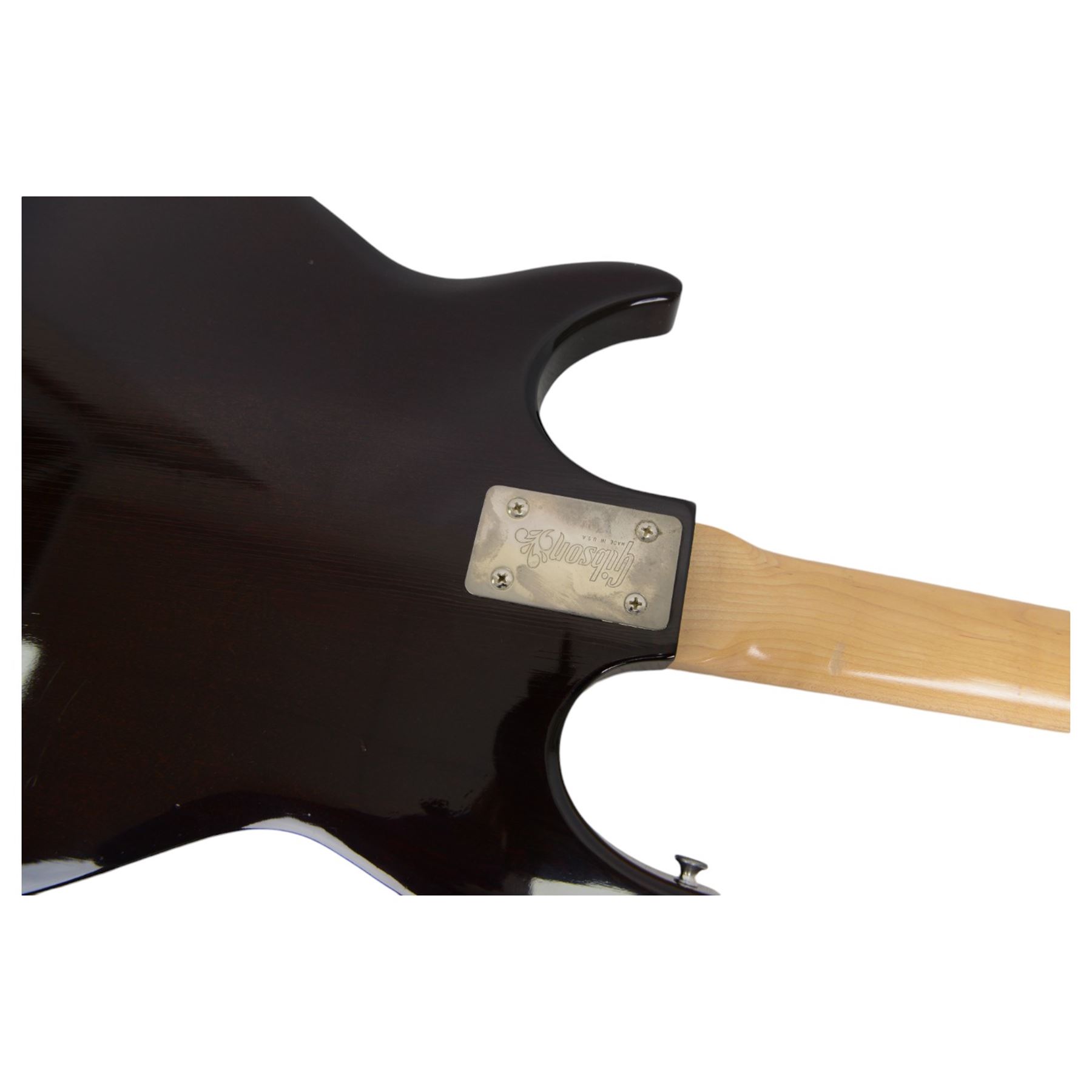 1970s American Gibson Grabber bass guitar, in ebonised wooden finish, serial no. 549900, in original case, L114cm