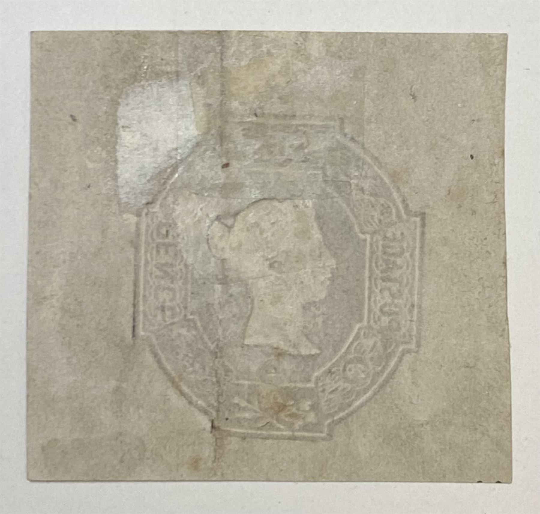 Great Britain Queen Victoria 1847-54 imperf six pence embossed stamp, unused, previously mounted