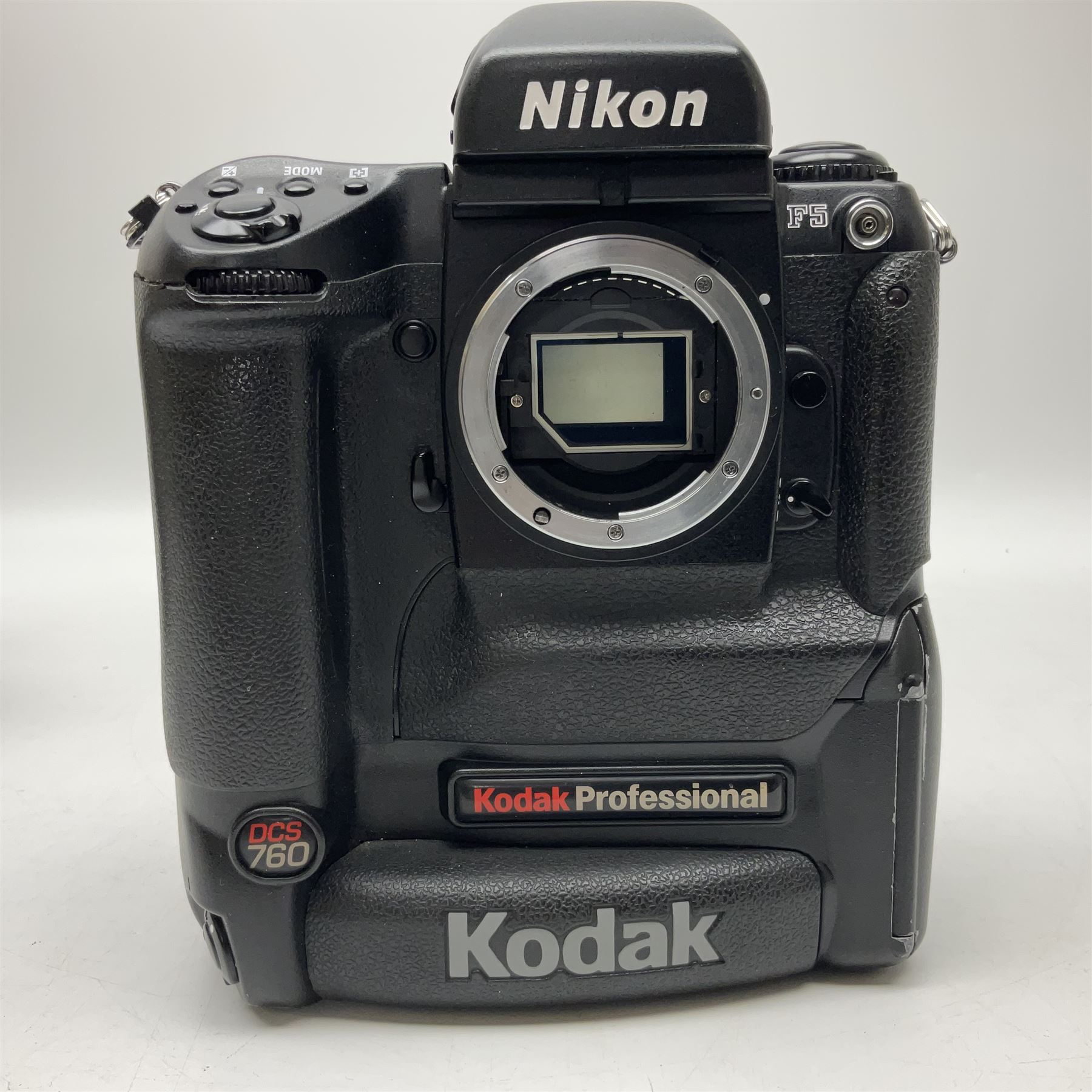 Canon EOS 1n Digital camera body, serial no. 260436, with 'Canon Zoom Lens EF 35-80mm 1:4-5.6 II Canon Inc. 52mm' lens, Kodak Professional DCS 520 digital module, and charger, serial no. K520C03165, together with Nikon F5 camera body with Kodak Professional DCS 760 digital module and charger, serial no. K760C03802