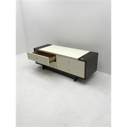 Oak and cream television stand, four drawers