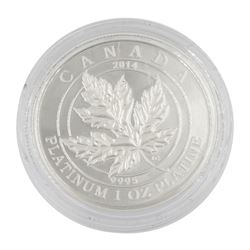 Queen Elizabeth II Royal Canadian Mint 'Maple Leaf Forever', 300 dollars 1oz platinum coin, dated 2014, cased with certificate