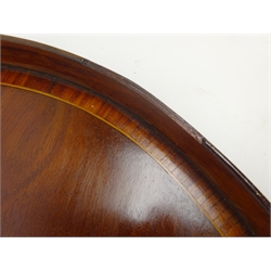  George lll Sheraton style satinwood crossbanded oval galleried tray, centre inlaid with a conch shell, W67cm, D47cm  