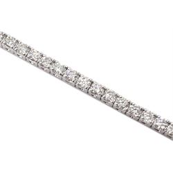 18ct white gold round brilliant cut diamond line bracelet, stamped 18K, total diamond weight approx 2.60 carat