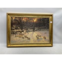 After Joseph Farquharson (British 1846-1935): 'Beneath the Snow Encumbered Branches', embellished print on board together with another print max 49cm x 75cm (2)