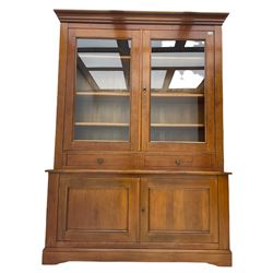 Grange Furniture cherry dresser, two glazed doors above two drawers and two cupboards