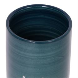 Dennis China Works trial vase of cylindrical form, decorated with snowflakes on a green ground, H23cm 