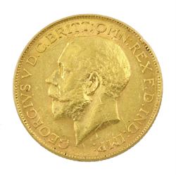 King George V 1926 gold full sovereign coin, Pretoria mint, housed in a red case