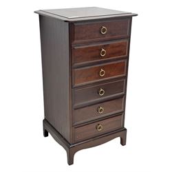 Stag Minstrel - narrow mahogany pedestal chest, fitted with six drawers