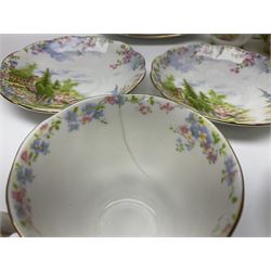 Royal Albert Kentish Rockery pattern tea service for six, comprising teacups and saucers, dessert plates, cake plate, milk jug and open sucrier 