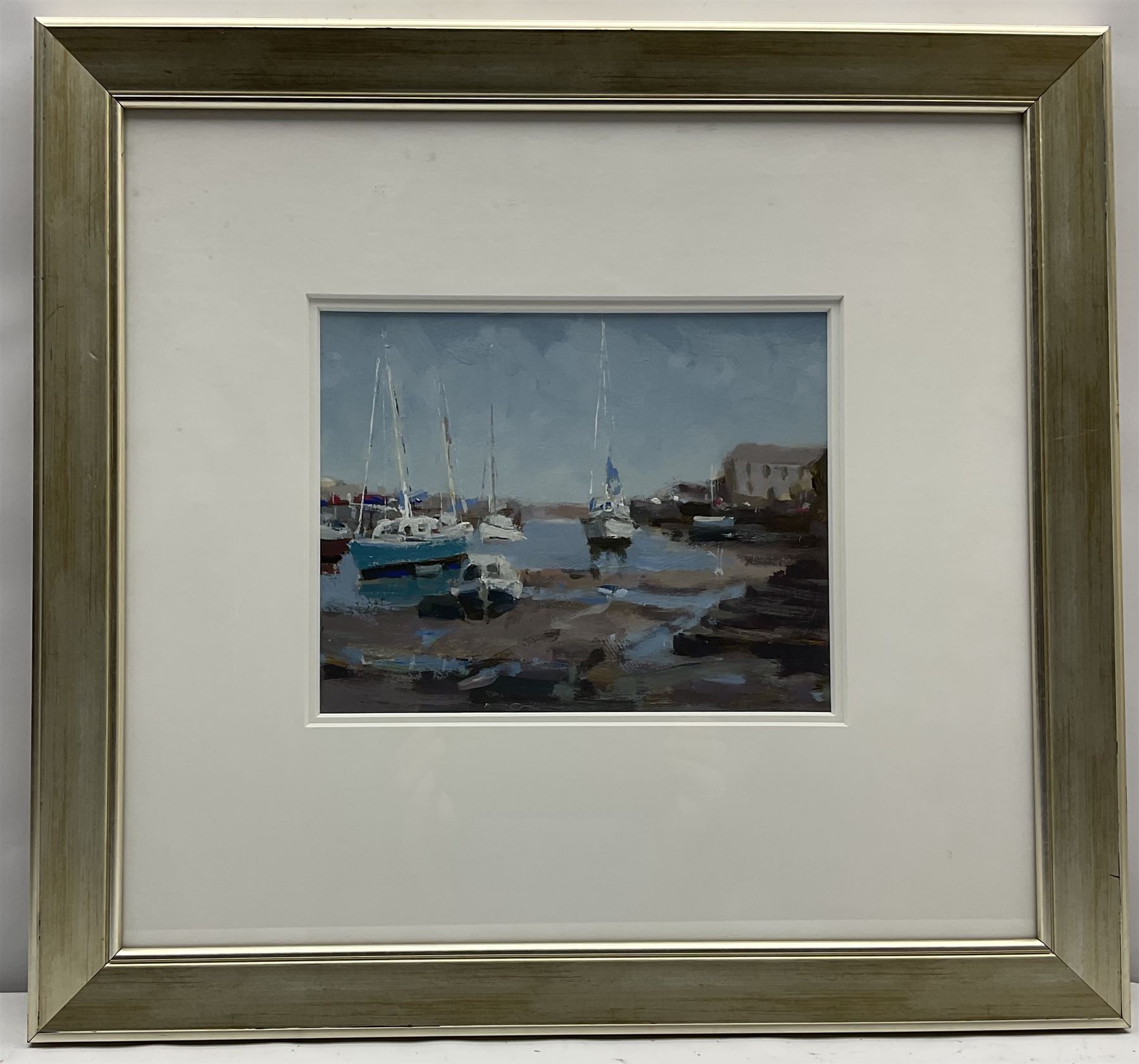 John Boyce (British 1938-): Yachts in the Harbour at Low Tide, oil on board unsigned 19cm x 24cm