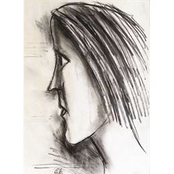 Graham Kingsley Brown (British 1932-2011): Head of a Woman, charcoal signed with initials, dated '88 verso 20cm x 27cm 
Provenance: consigned by the artist's daughter - never previously been on the market.