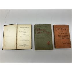 Veterinary fleams and other tools together with various veterinary books, including Hewthorn's Veterinary Guide, Farms and Farming - Vince, Veterinary Practice at Home, etc., and a collection of folding pocket knives, pen knives, hunting knife, etc.