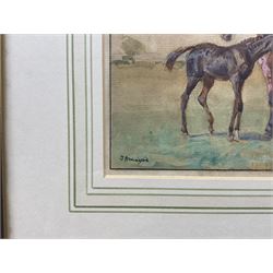 John Atkinson (Staithes Group 1863-1924): Mother and Foal, watercolour heightened with white signed 13.5cm x 20.5cm