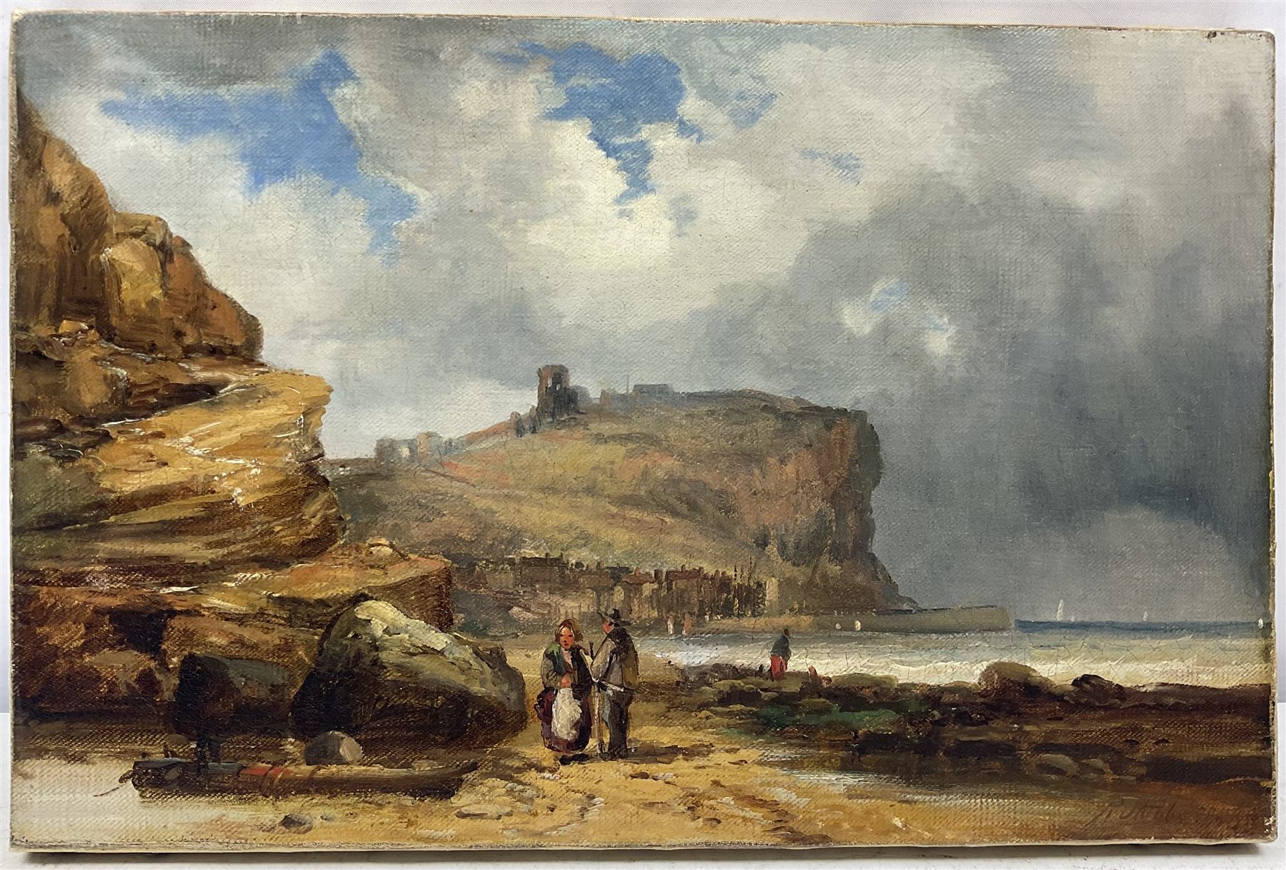 Ralph Reuben Stubbs (British 1824-1879): Scarborough from Cornelian Bay, oil on canvas signed and dated 1858, titled signed and dated on the stretcher 22cm x 33cm (unframed) 
Provenance: private collection, purchased David Duggleby Ltd 3rd March 2014, Lot 200