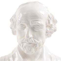 Plaster bust of William Shakespeare, together with an 1833 set of Shakespeare books
