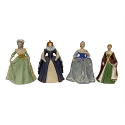 Four limited edition Franklin Mint figures of queens comprising Elizabeth I, Isabella of Spain, Catherine the Great and Marie Antoinette